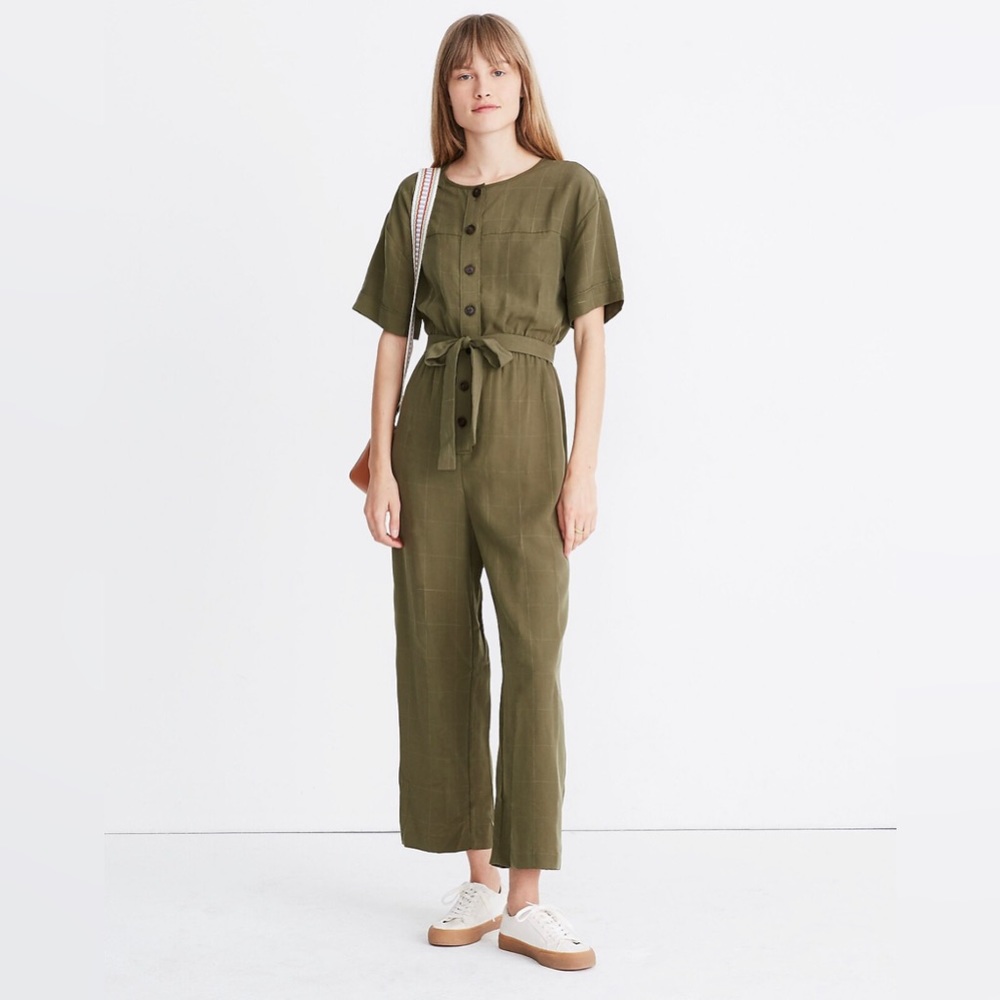 Madewell Short-Sleeve Belted Jumpsuit